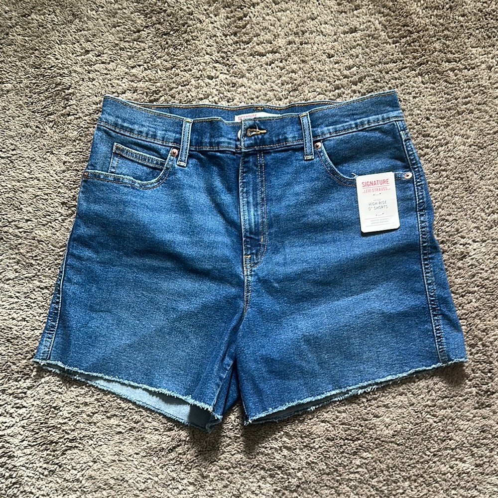 Levi Strauss Signature Blue Jean Shorts with Raw Hem